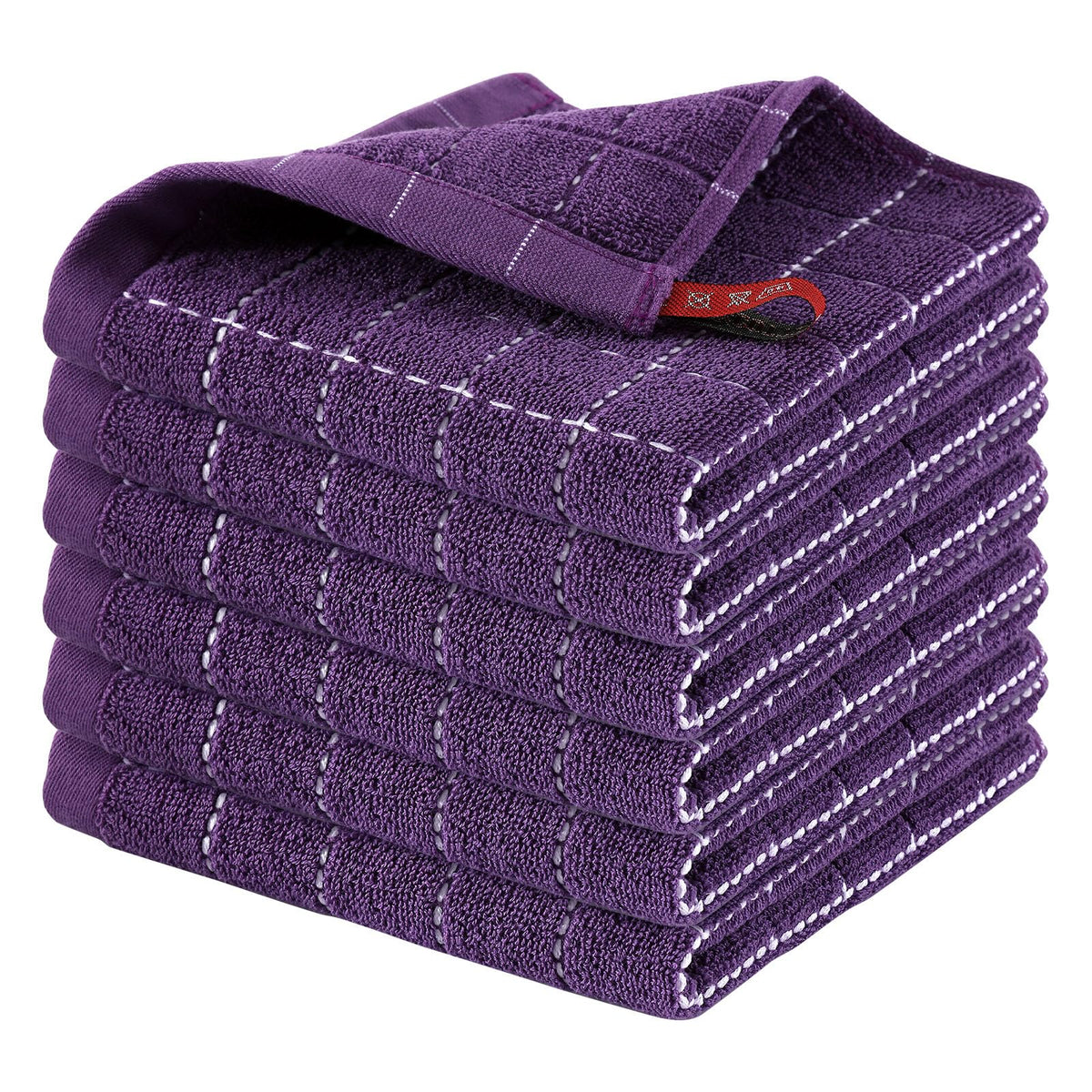 Homaxy 100% Cotton Terry Kitchen Dish Cloths, 6 Pack, Navy Blue