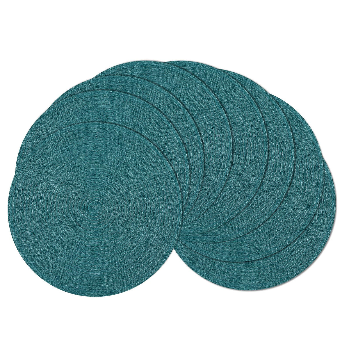 SHACOS Round Braided Placemats Set of 8 Cotton Fabric Round Table Mats Non Slip Washable 15 inch Round Place Mats Home Party Table Decor (Beige, 8)