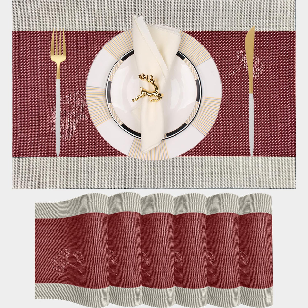 PIGCHCY Placemats,Washable Vinyl Woven Table Mats,Elegant Durable Placemats for Dining Table Set of 4 (18 x 12 inches, Pure Black)