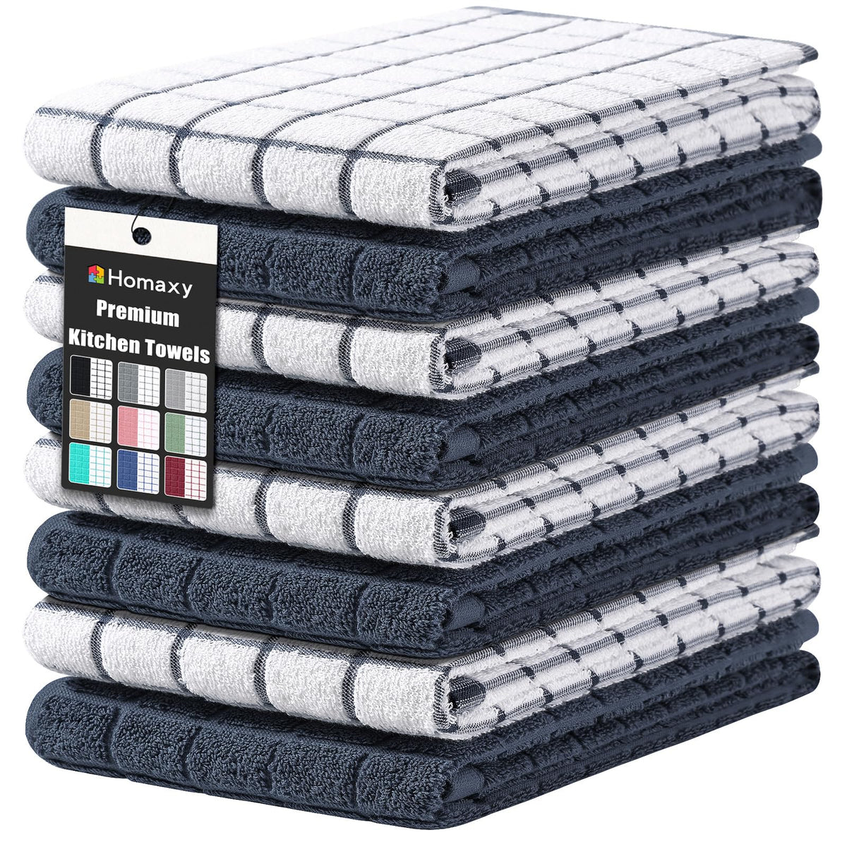 Homaxy Premium Cotton Kitchen Dish Cloths 12"x 12", 6 Pack, Tan