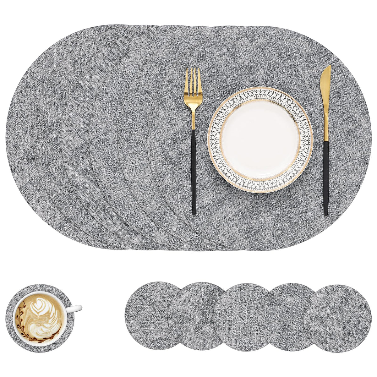 homing Faux Leather Heat Resistant Placemats 6 Packs
