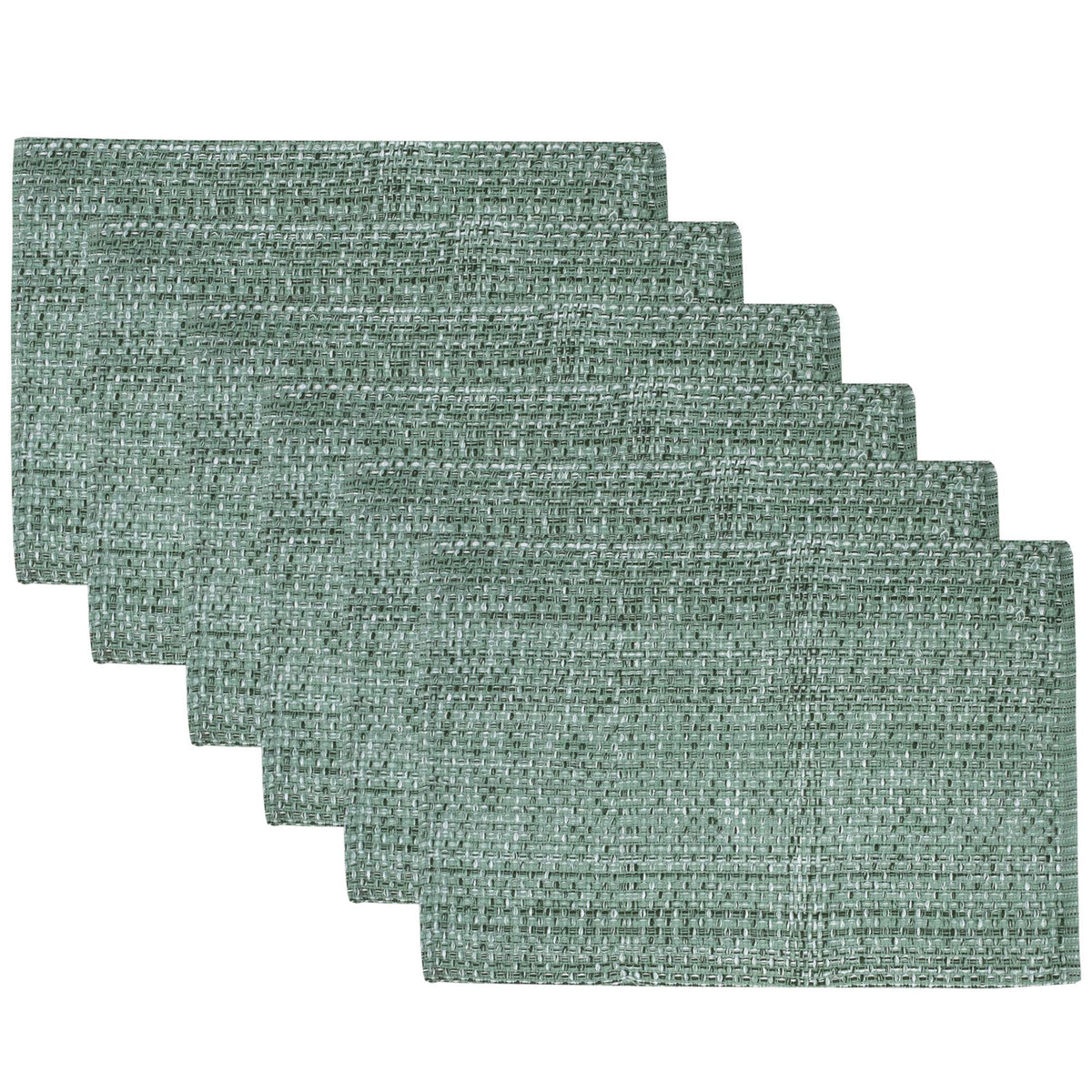 Sweet Home Collection 100% Cotton Placemats for Dining Room Rectangle Two Tone Woven Fabric 13" x 19" Soft Durable Table Mat Set, Set of 6, Eggshell