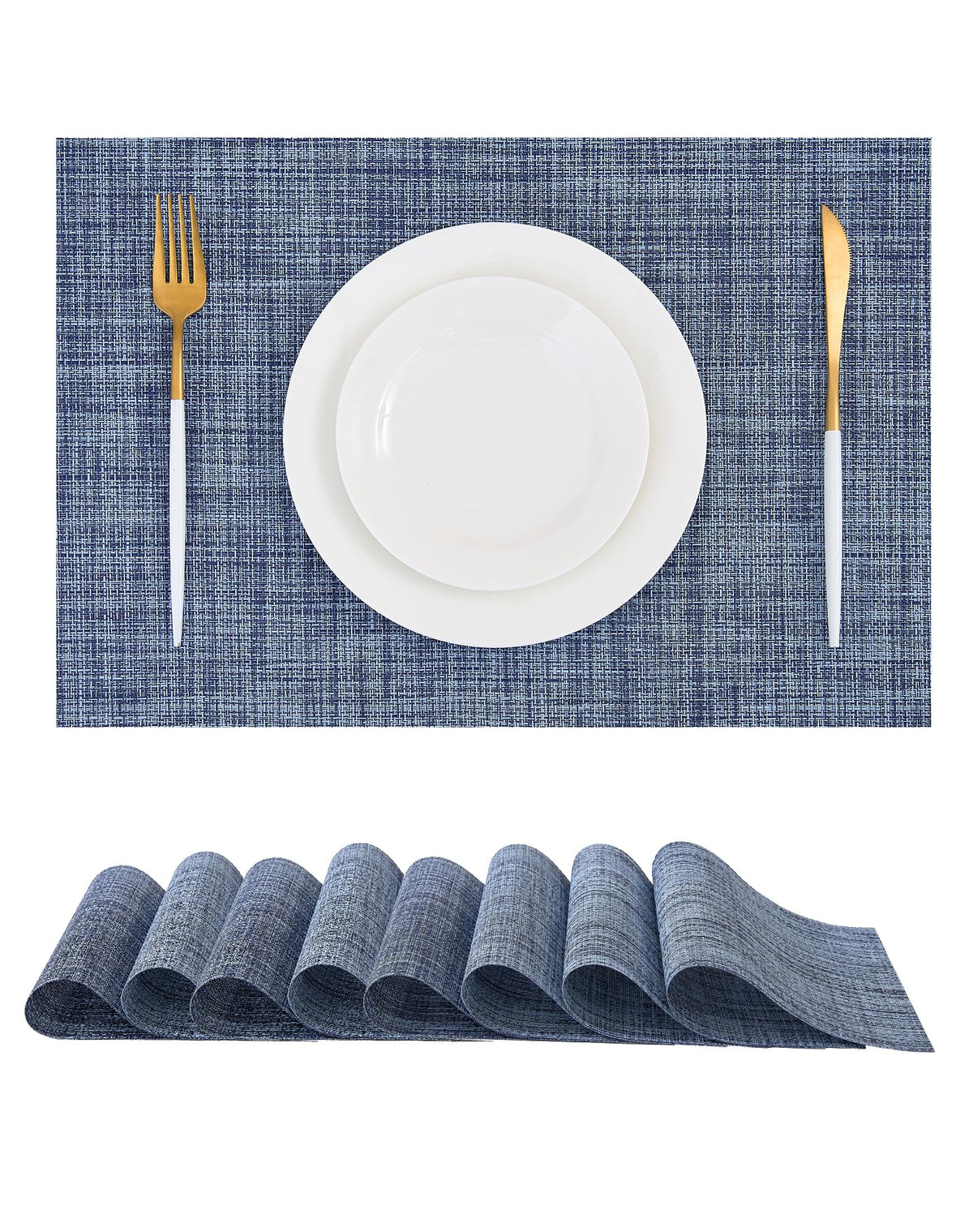 Beige Placemats Set of 4 - Heat-Resistant, Non-Slip Table Mats, Washable Woven Vinyl for Indoor & Outdoor Dining