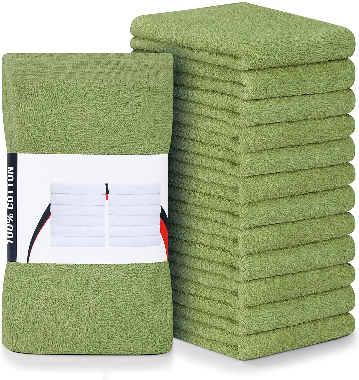 Utopia Towels Kitchen Bar Mops, Pack of 12, 16x19 in, 100% Cotton, White