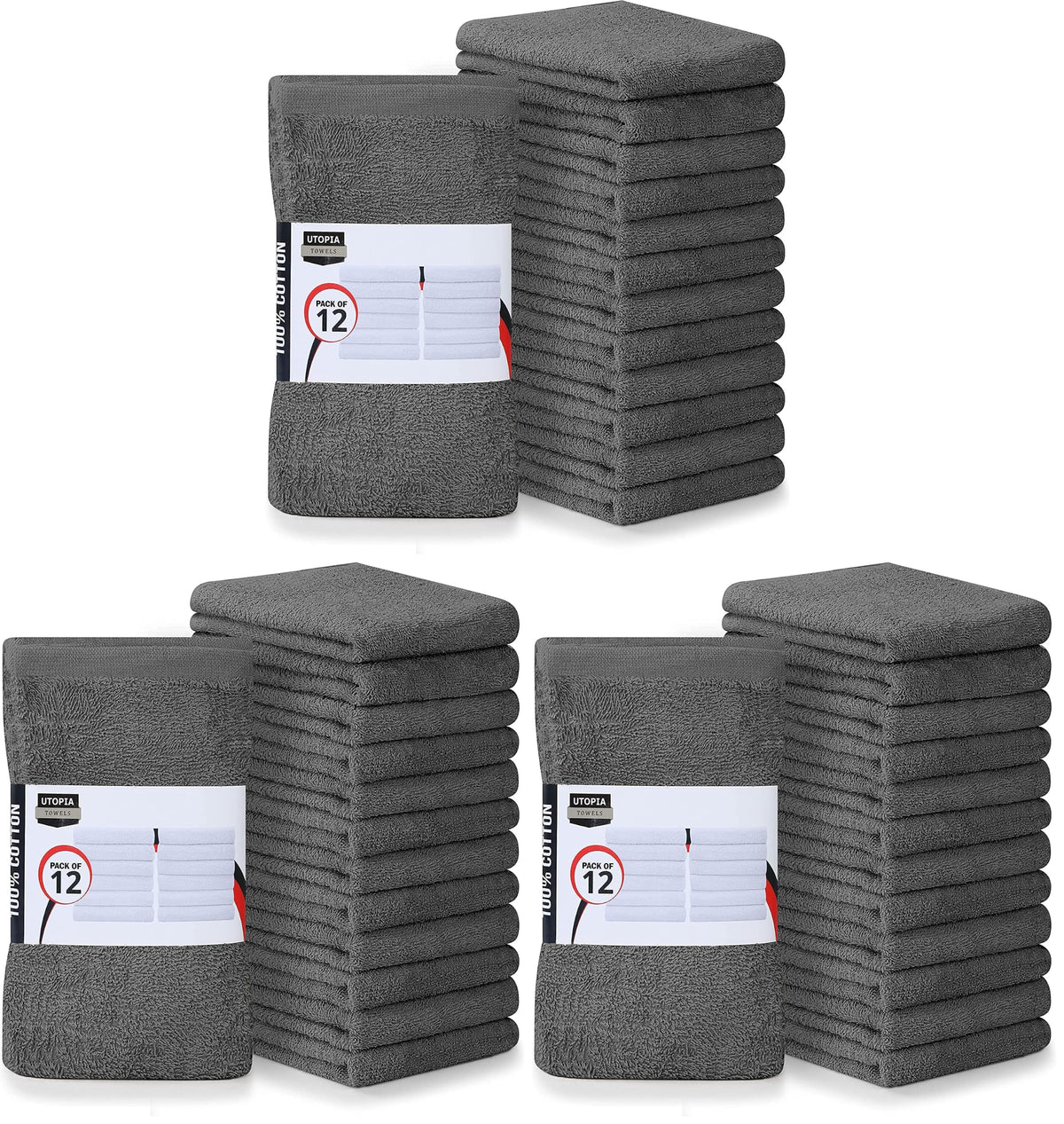 Utopia Towels Kitchen Bar Mops, Pack of 12, 16x19 in, 100% Cotton, White