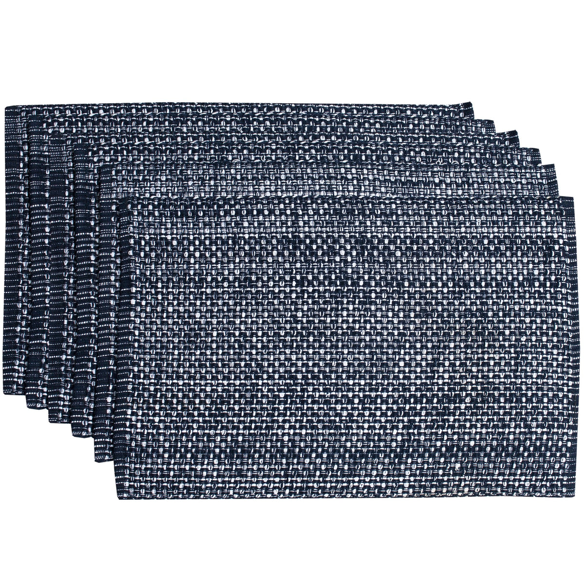 Sweet Home Collection 100% Cotton Placemats for Dining Room Rectangle Two Tone Woven Fabric 13" x 19" Soft Durable Table Mat Set, Set of 6, Eggshell