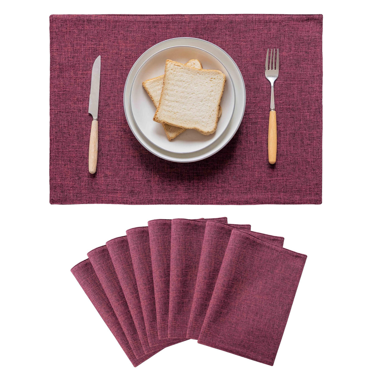 Home Brilliant Linen Placemats Set of 4 Heat Resistant Dining Table Cloth Place Mats Kitchen Table Mats Placemats Table Decor, Natural Linen